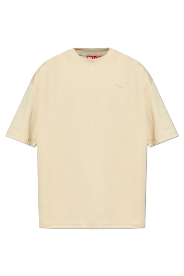 Tシャツ・カットソー DIESEL Men T-shirt Beige A16975OIKAV 181 Men's T-shirt with Oval D print and embroidery | Black | Diesel